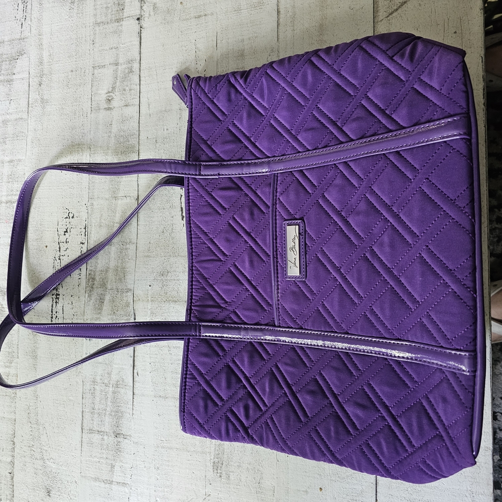 Vera Bradley Purple Quilted Tote Bag with Structured Design